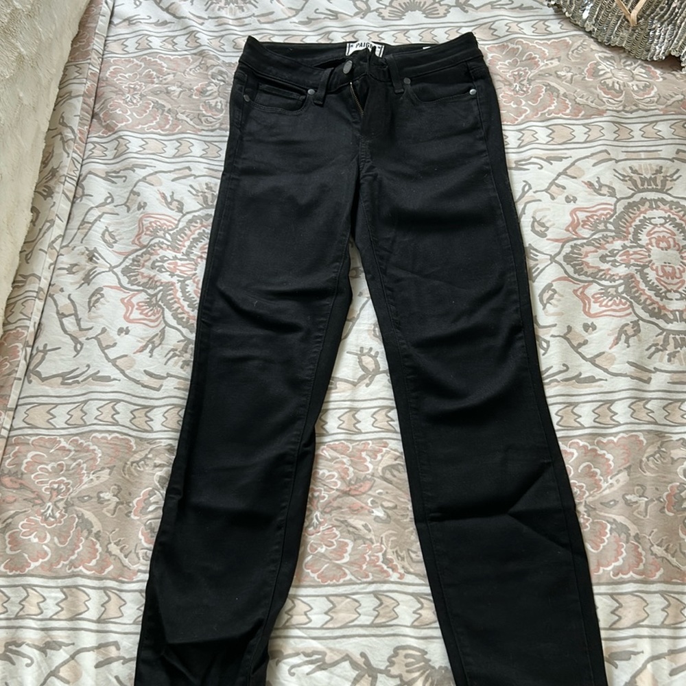 Paige black denim straight leg jeans